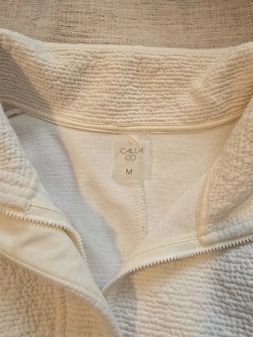 CALIA by Carrie Underwood Cream Half-Zip Textured Pullover Hoodie